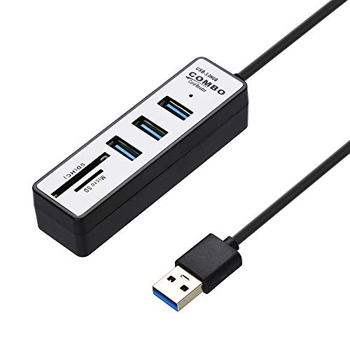 Sonmer Multi Port High Speed USB 3.0 Splitter Combo Hub, With SD/TF Card Reader Port (Black, USB)