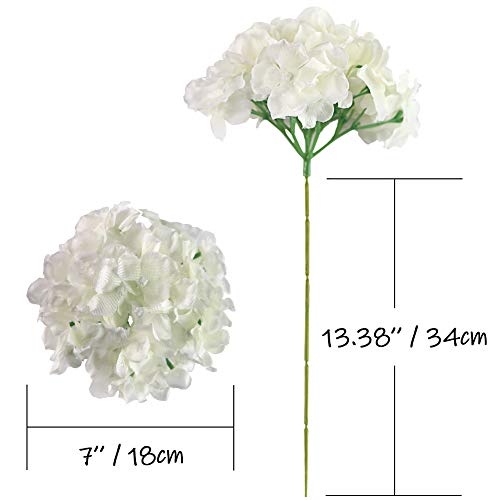 BigOtters Artificial Hydrangea, 10PCS White Hydrangea Silk Flower Heads with Long Stems for DIY Floral Decor Home Decoration Wedding Centerpieces Bouquets