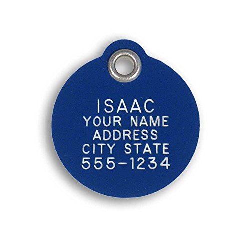 LuckyPet Durable Plastic Pet ID Tag, Outlasts Aluminum Tags for The Same Price, Custom Engraved, Small Blue Round