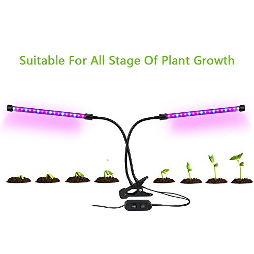 LED Grow Light, LEDMEI 18W Dual Head Plant Grow Light Dimmable 2 Levels Grow Lights Desk Clip with Adjustable 360° Goose Neck for Indoor Hydroponics Greenhouse Garden Home Office Plants - Thumbnail 3