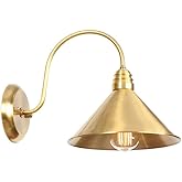 LWOMAN Gold Copper Metal Wall Light Fixture Industrial Wall Mounted Lighting Gooseneck Wall Illumination for Indoor Bedroom F