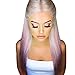Inkach Clearance Long Straight Wig, Gradient Colorful Synthetic Fiber Hair Wig for Black Women (Multicolor)