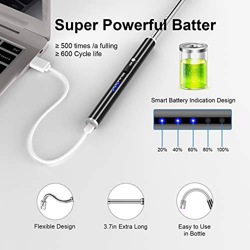 Candle lighter Electric Arc Lighter with Longer 360°Flexible Neck Rechargeable Battery LED Indicator for Camping Cooking BBQs Fireworks - Thumbnail 2