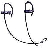 Mpow D7 Bluetooth Headphones, IPX7 Waterproof Sport Earphones w/Mic, HD Sound Secure Comfort Fit Metal Earbuds for Running, Jogging, Cycling, Exercising, 8~9 Hour Battery Noise Cancelling Headsets