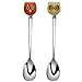 SQOWL Cute Little Stainless Steel Spoon Owl Ceramic Coffee Spoon Small Tea Spoons Set for Owl Lovers Red and Yellow
