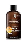 CONCEPT SKIN Age Defense Face Wash, Scrub and Toner for Men with Caffeine, Bentonite Clay and Bamboo, Anti-Aging Face Wash, Exfoliating Scrub Plus Toner All-in-One Natural, 8 oz.