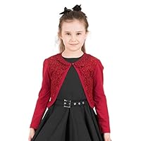 BlackButterfly Kids Long Sleeve Lace Bolero Cardigan Childrens Girls Shrug (Burgundy, 11-12 YRS)