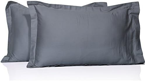 650 Thread Count 2 Piece Pillow Shams 100% Egyptian Cotton Solid Pattern All Size &amp; Colors ( King , Silver Grey) By Furnish Homes