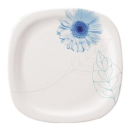 Servewell Blue Daisy Square Round Dinner Plate Set, 6-Pieces