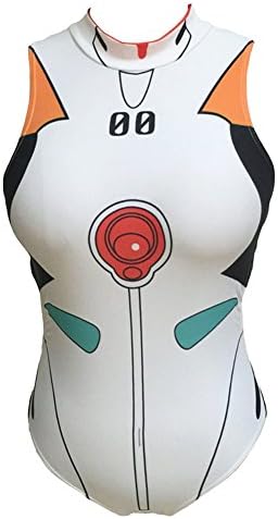 Kiuzu Anime Cosplay "EVANGELION" White (Ayanami Rei) Swimwear One-Piece Suits Costumes for Women (Large)