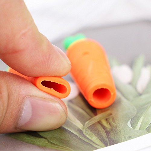Buorsa12 PCS Mini Cute Carrot Shape Pencil Eraser Caps Pencil Extender Holder