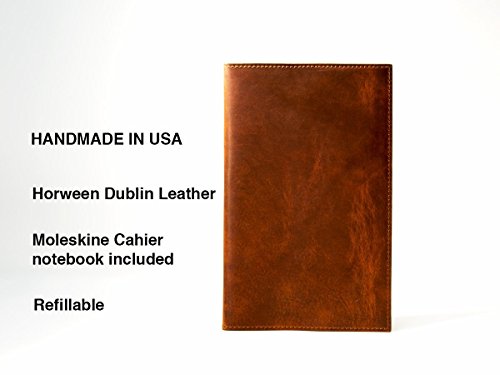 Leather Journal Cover for Moleskine Cahier Notebook Chestnut Color Pocket size 3.5" x 5.5" Field Notes Cover Vintage Refillable Notepad Handmade in USA