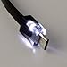 3 ft LED Light Up Flat Micro USB Cable – 1-Meter Universal Charge and Sync Cord, Tangle Free, White LED, for Android/Windows Smartphones and Tablets (Samsung, Microsoft, HTC, BlackBerry) (Black)