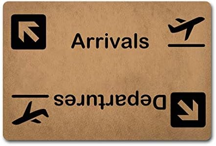 Indoor Door Mats Arrivals and Departures Doormat Airplane Welcome and Go Away Door Rugs Monogram Mats(23.6X15.7in)