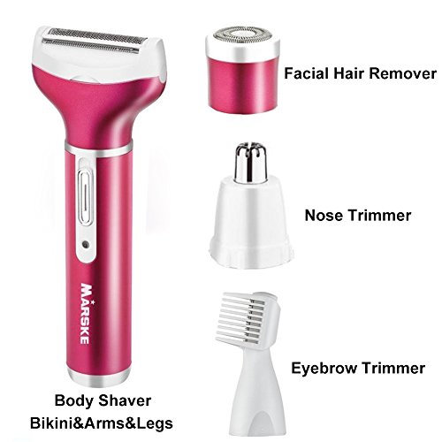 Hair Removal for Women 4 in 1 Rechargeable Hair Epilator Painless Electric Cordless Body Hair Shaver,Hair Trimmer Waterproof Razor for Bikini Area /Nose/ Armpit / Arm / Leg (2018 Upgraded)