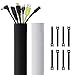 Kootek 118-Inch Cable Management Sleeves with Cable Ties, Neoprene Cable Organizer Cord Cover Wire Hider for TV Computer Office Theater (Black&White, Large) primary