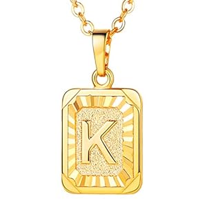 U7 Monogram Necklace A-Z 26 Letters Pendants 18K Gold/Platinum Plated Square Tiny Initial Necklaces for Women Girls…
