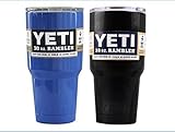Yeti Rambler Tumbler Cups with Lids, 30 oz, Set of 2-Blue+Black