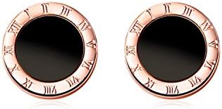 “Mystery Code” Titanium Roman Numerals Round Personality Small Stud Earrings For Women Love Gift