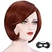 CAMTOP Women Short Bob Hair Wig Anime Costume Halloween Cosplay Party Wig with Eye Mask and Wig Cap, Reddish Brown