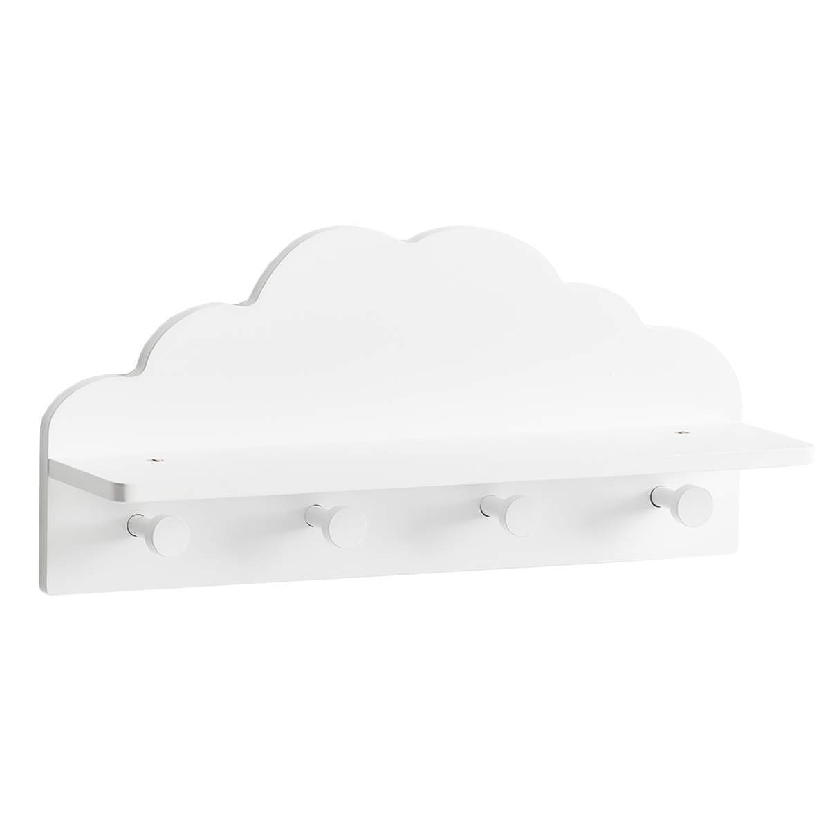Zeller 13504 Children's Wall Coat Rack 'Cloud' MDF White Approx. 48 x 12 x 22 cm Clothes Storage for Children's Rooms Clothes Hooks