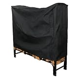 Sunnydaze Firewood Log Rack Cover Only - Outdoor Waterproof Heavy-Duty Wood Cover - Black Polyester with PVC Backing - Toggle Cord and Hook and Loop Fastener for Secure Fit- 4-Foot
