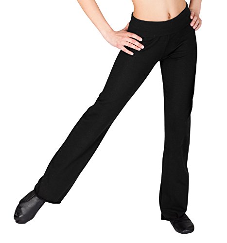 Child Roll Waist Jazz Pants,D1048CBLKM,Black,Medium