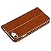 valkit for iPhone 7 Cases, iPhone 7 Wallet Case, Premium Genuine Leather Wallet Flip Folio Protective Stand Case Cover for iPhone 7 4.7 Inch with Magenet Closure and Credit Card Holder, Brown Color
