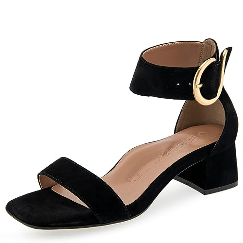 Aerosoles Women’s Eliza Heeled Sandal, Black Suede, 11