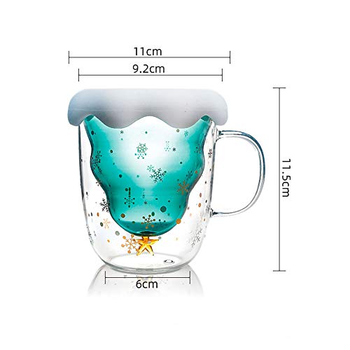 Primst Glas Doppelwandig,Weihnachtsbaum Kaffeetasse,Teegläser mit Henkel (A) – Bild 5