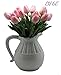 ALIERSA 10-Heads Tulips Artificial Flowers Arrangement Centerpiece Decoration Flowers for Wedding Flowers Bouquets Office Desk (Pink)