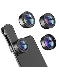 Lente de cámara de teléfono, 3 en 1 kits 198°ojo de pez + 20X Macro lente + 120 ° gran angular lente, clip en teléfono celular lentes kits compatible con iPhone, iPad, la mayoría de teléfonos Android y Smartphone