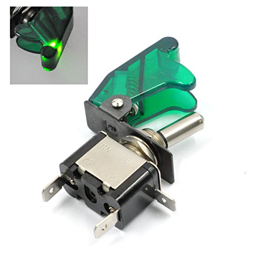 AutoEC New 12V/20A Green LED Illuminated On/off SPST Car Automotive Toggle Switch Button