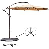 Le Papillon 10-ft Offset Hanging Patio Umbrella Aluminum Outdoor Cantilever Umbrella Crank Lift, Beige