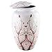 MEILINXU - Funeral Urns for Adults Ashes, Cremation Urn for Human Ashes - Memorials Urns for Ashes -Display Burial Urn at Home or in Niche at Columbarium (Red Flower of Life, Aluminum Large White Urn