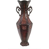 Hosley Decorative Embossed Metal Tall Floor Vase 24 Inch High. Ideal Gift for Weddings Party Spa Reiki Meditation Settings
