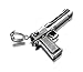 Jenhianeck Hip Hop Titanium Steel Gun Tag Pendant Pistol Chain Necklace,24Inch(White)