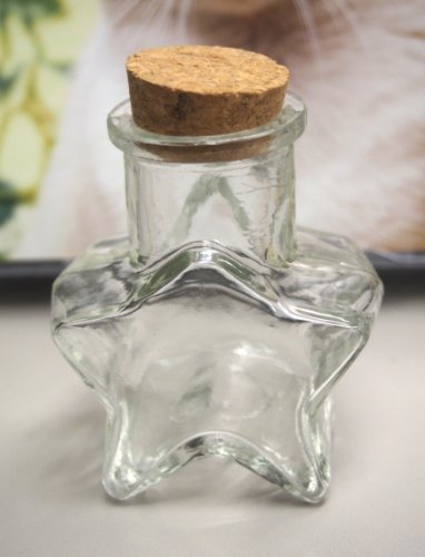 Star Shaped Jar Glass Favor Bottle with Cork 3.25