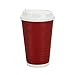 Nicole Home Collection Double-Walled Insulated Ripple Paper Disposable Cups With Lids For Hot Beverage, Pack of 30 Coffee Cup, 16 oz, Maroon