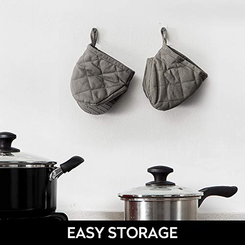 OKINDOLIFE Mini Oven Mitts Small Half Oven Gloves Set Little Silicone Grabber Cooking Mitts Pair