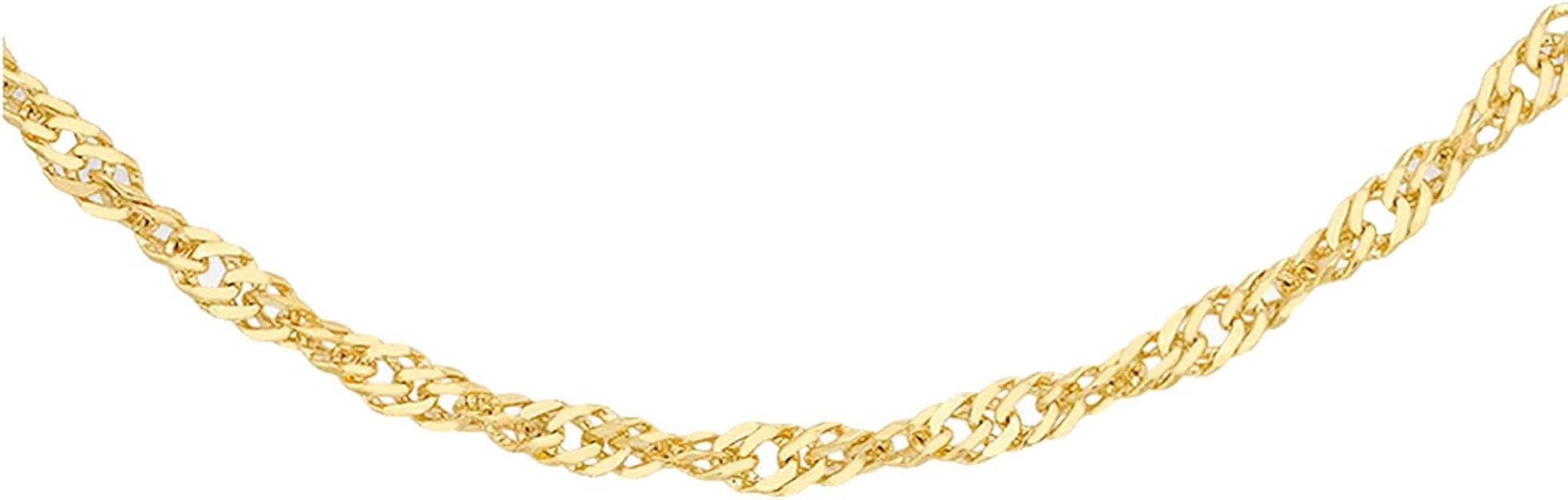 TJC 9ct Yellow Gold Twisted Curb Chain for Women Size 22 Inches Solid