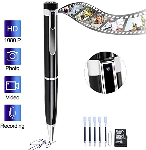 Hidden Spy Pen Camera HD 1080P Portable Digital Video Recorder with Photo Taking, USB Port Covert Cam, Mini DV Cam Multifunction Ink Pen Camcorder for Conference and Education(with 16 GB Memory Card)