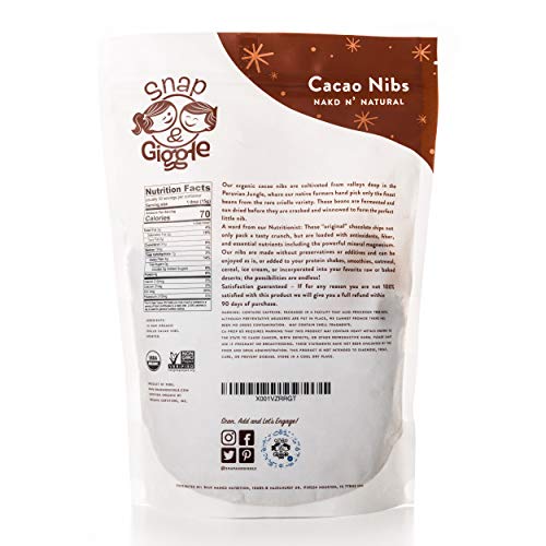 Snap Giggle Organic Cacao Nibs Sugar Free Low Carb Dark Chocolate Chips
