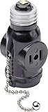 Leviton, Black 1406 660 Watt, 125 Volt, Two Outlet With Pull Chain Socket Adapter