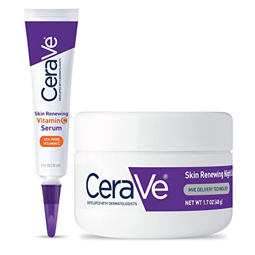 CeraVe Vitamin C Serum and Night Cream Skin Care Set Brightening