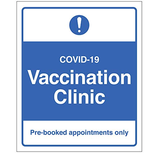 COVID-19 Vaccination clinic Pre-booked appointments only - SAV Label - 200x200mm