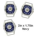 PlanetZia 2pcs Rectangle Ribbon Watch Faces Navy for Your Interchangeable Beaded Bands TVT-3382-Navy