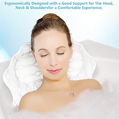 Luxury Bath Pillow Bathtub Pillow - Bath Tub Cushion for Head, Neck, Shoulder and Back Support, Hot Tub Head Rest Bath Accessories for Women & Men, Relaxation Spa Gifts Home and Travel