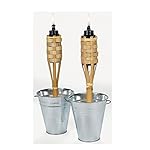 Mini Bamboo Tiki Torches (Case Of 12) Luau Party Tabletop Lighting