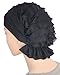 Abbey Cap Womens Chemo Hat Beanie Scarf Turban Headwear for Cancer Ruffle Black